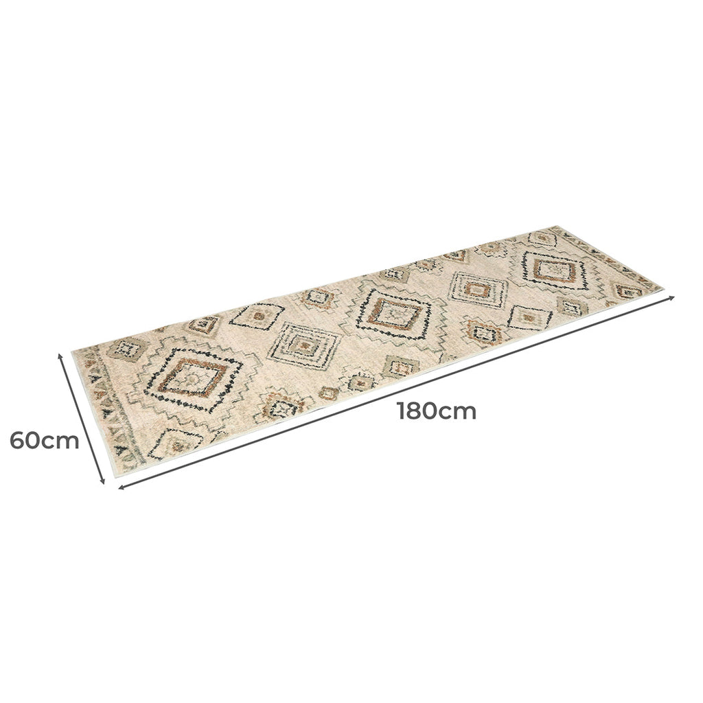 Washable hallway runner rug featuring a distressed pattern, soft velvet surface, and anti-slip TPR backing — view 2