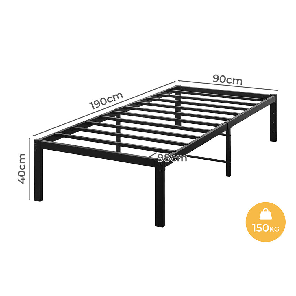 Black heavy duty steel Levede metal bed frame with elevated platform for under-bed storage — view 2