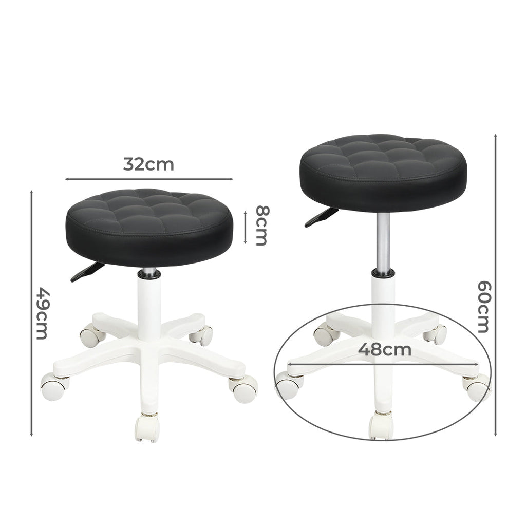 Black PU leather rolling bar stool with adjustable gas-lift steel base and smooth wheels. — view 2