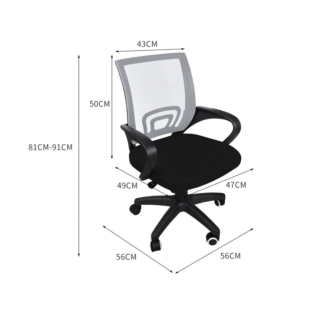 Grey and black ergonomic mesh office chair with swivel base and adjustable height features — view 2