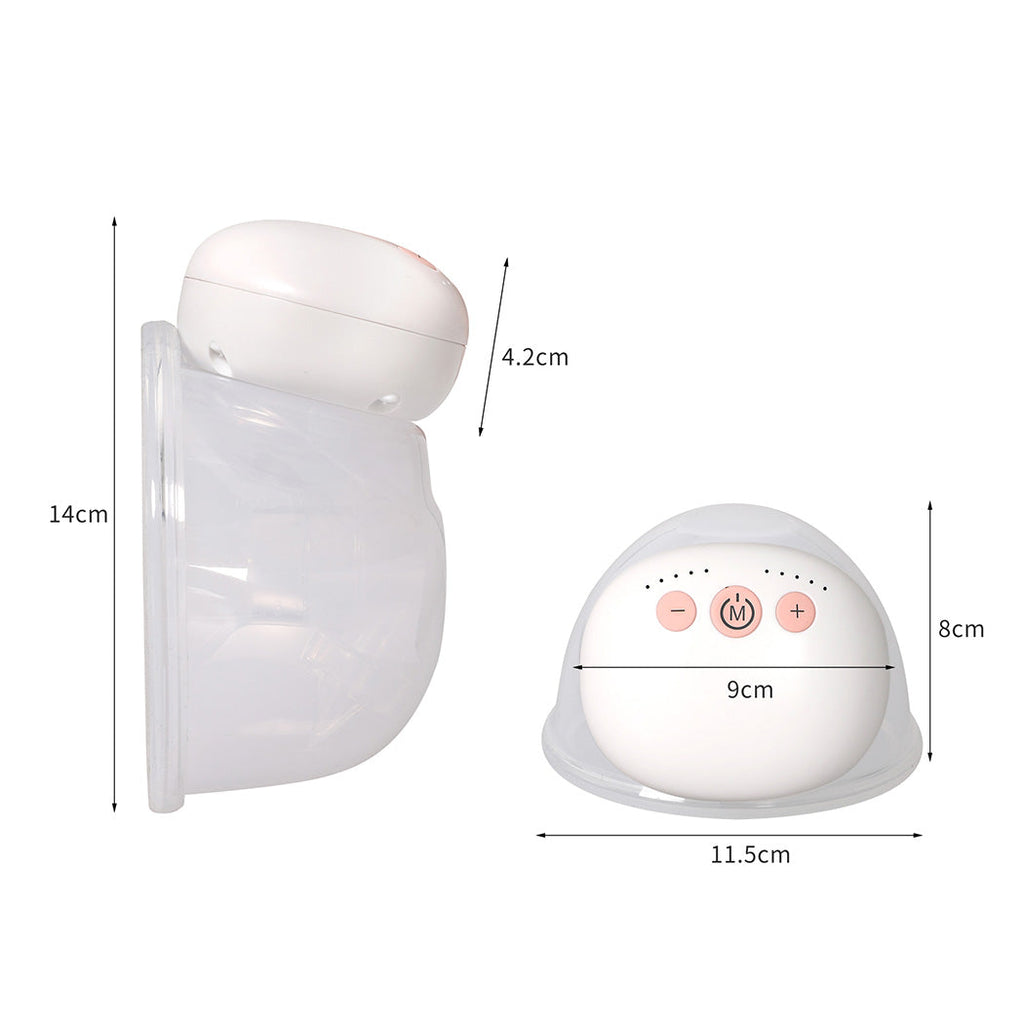 Clear and white wearable electric breast pump with silicone flange and digital motor — view 2