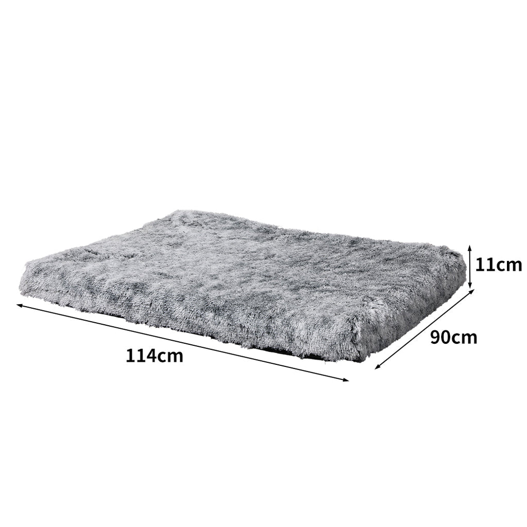 Calming pet bed in charcoal grey, large orthopedic memory foam dog mat with plush surface — view 2