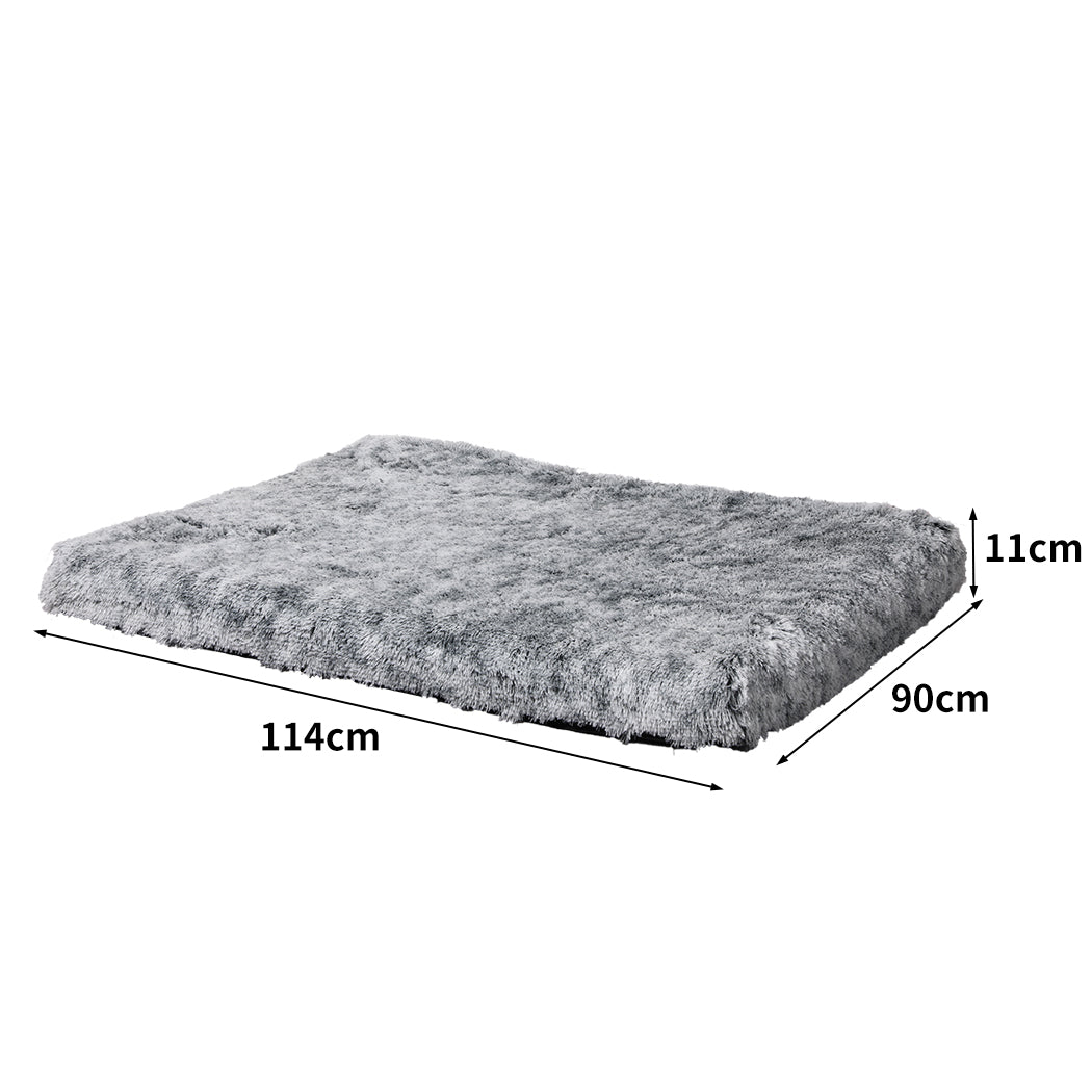 Calming pet bed in charcoal grey, large orthopedic memory foam dog mat with plush surface — view 2