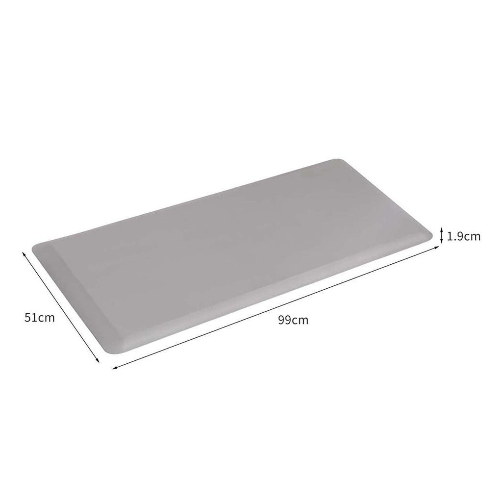 Large grey anti-fatigue standing desk mat with smooth bevelled edges and waterproof surface — view 2