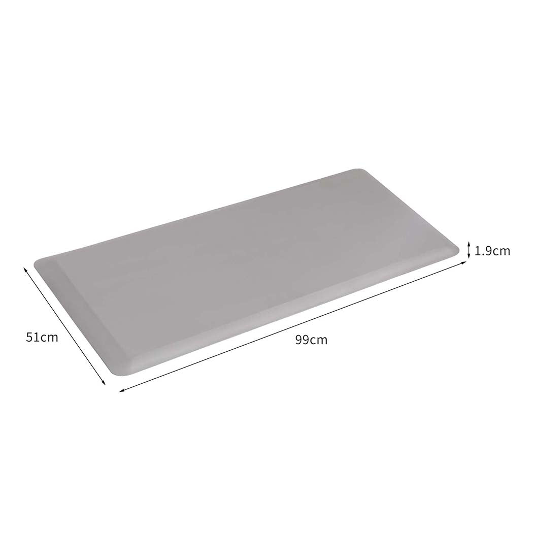 Large grey anti-fatigue standing desk mat with smooth bevelled edges and waterproof surface — view 2