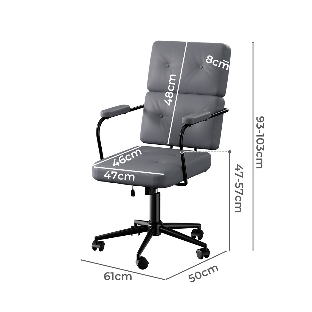 Grey ergonomic office chair in PU leather with adjustable high back and metal swivel base. — view 2