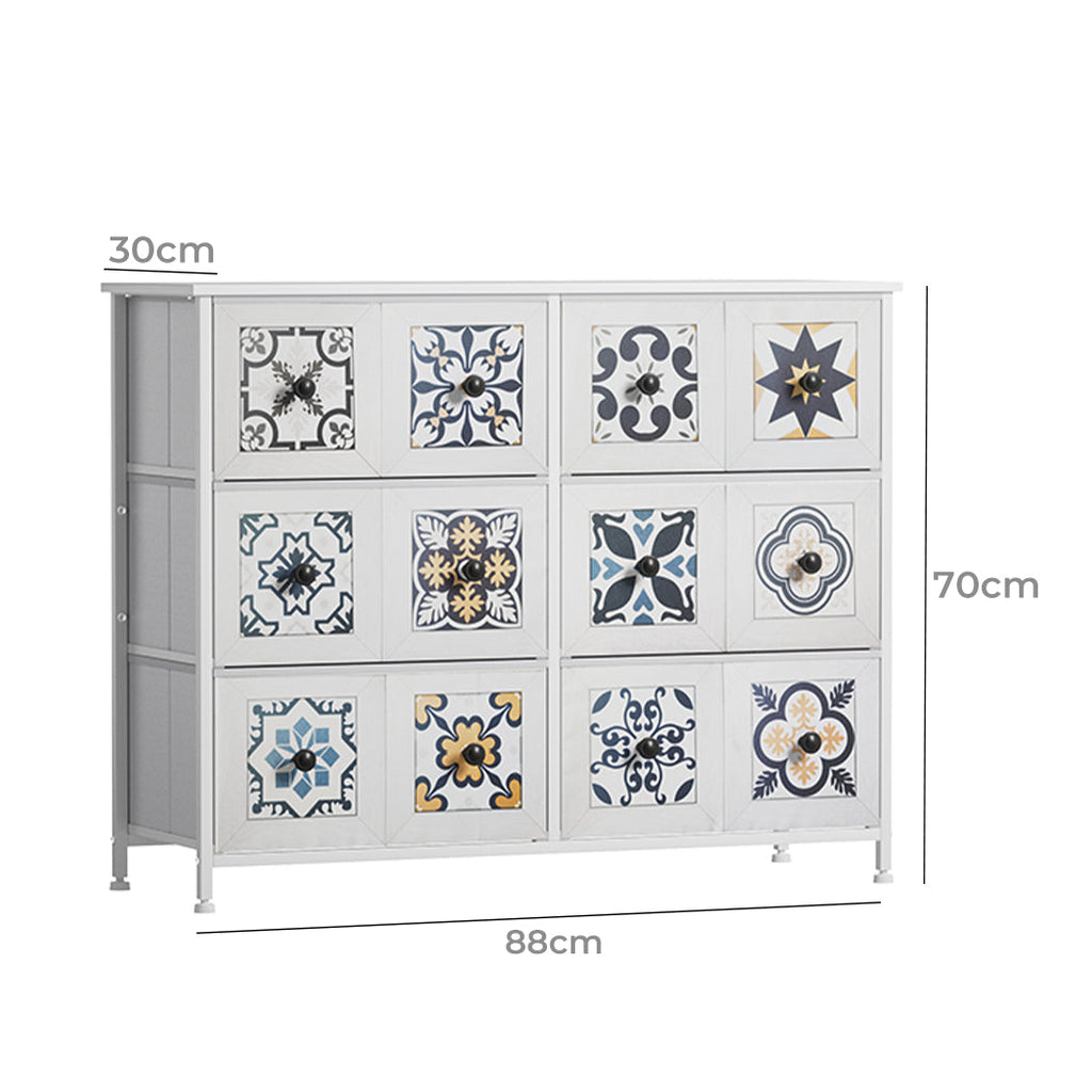 Levede 6 chest of drawers white storage cabinet with steel frame and six fabric drawers — view 2