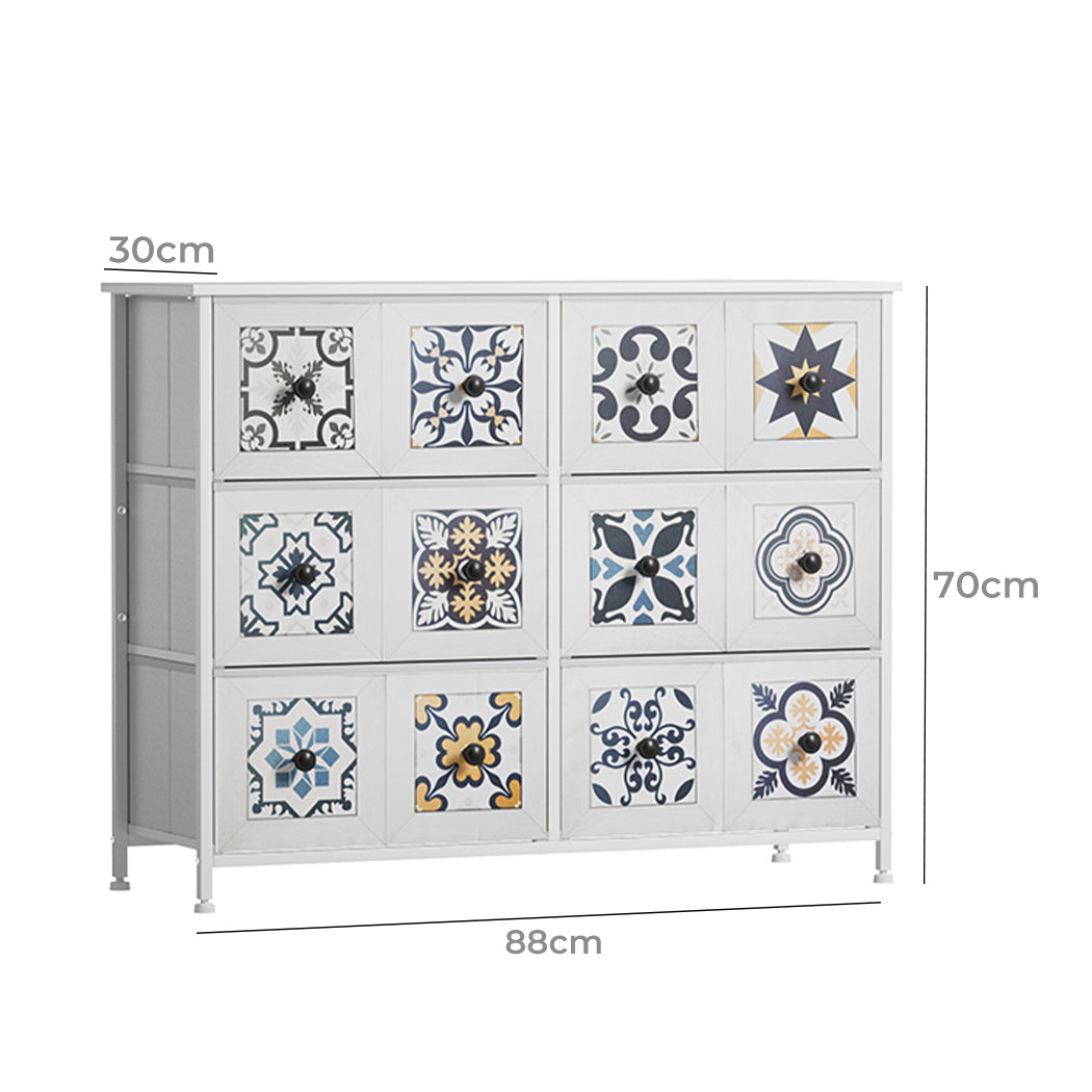Levede 6 chest of drawers white storage cabinet with steel frame and six fabric drawers — view 2