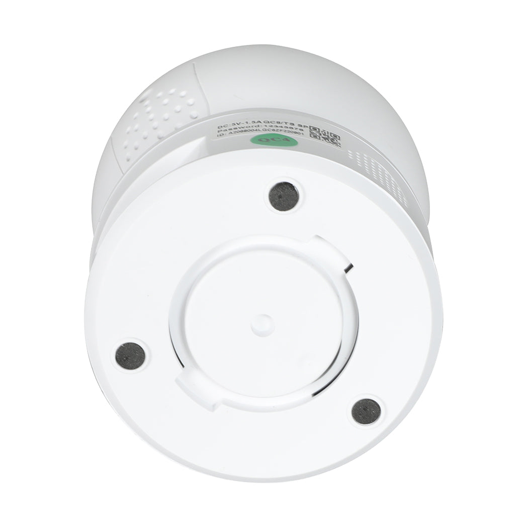 NNEIDS wireless indoor home security camera in white with 360 degree pan and tilt lens — view 3