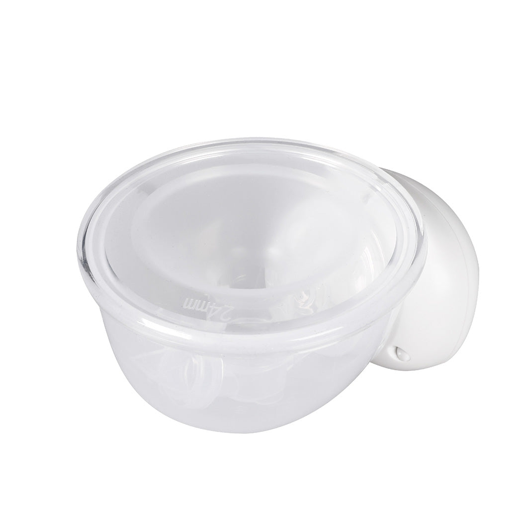 Clear and white portable wearable electric breast pump with food grade silicone breast shield — view 3
