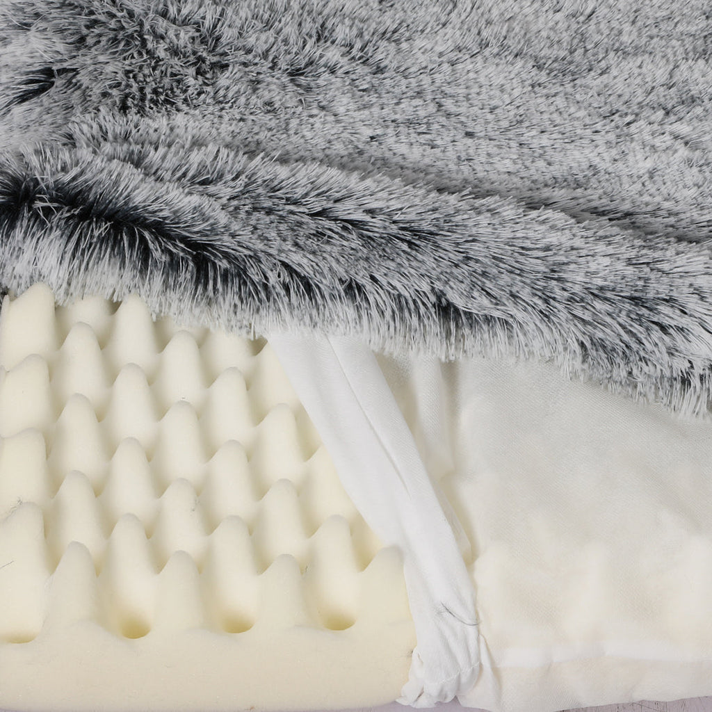 Medium charcoal memory foam dog bed with plush polyester surface and orthopaedic egg crate design — view 3