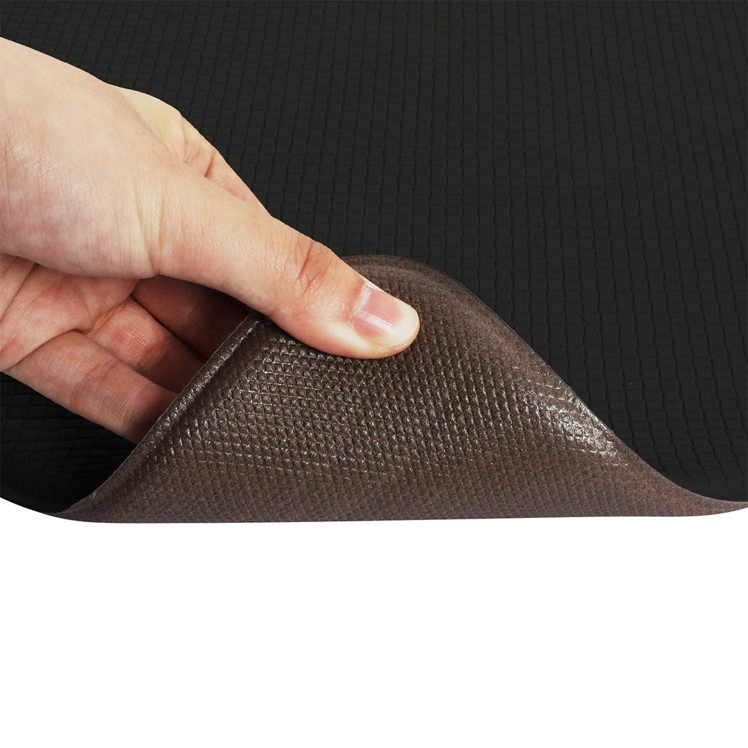 Two piece black anti fatigue kitchen mat set made of thick waterproof PU material — view 3