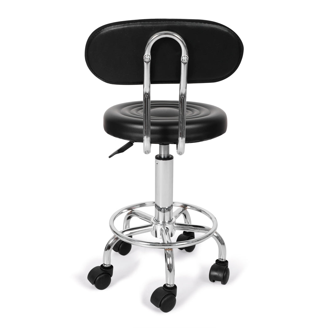 Set of two black Levede swivel bar stools with rolling casters and adjustable gas-lift seating — view 3