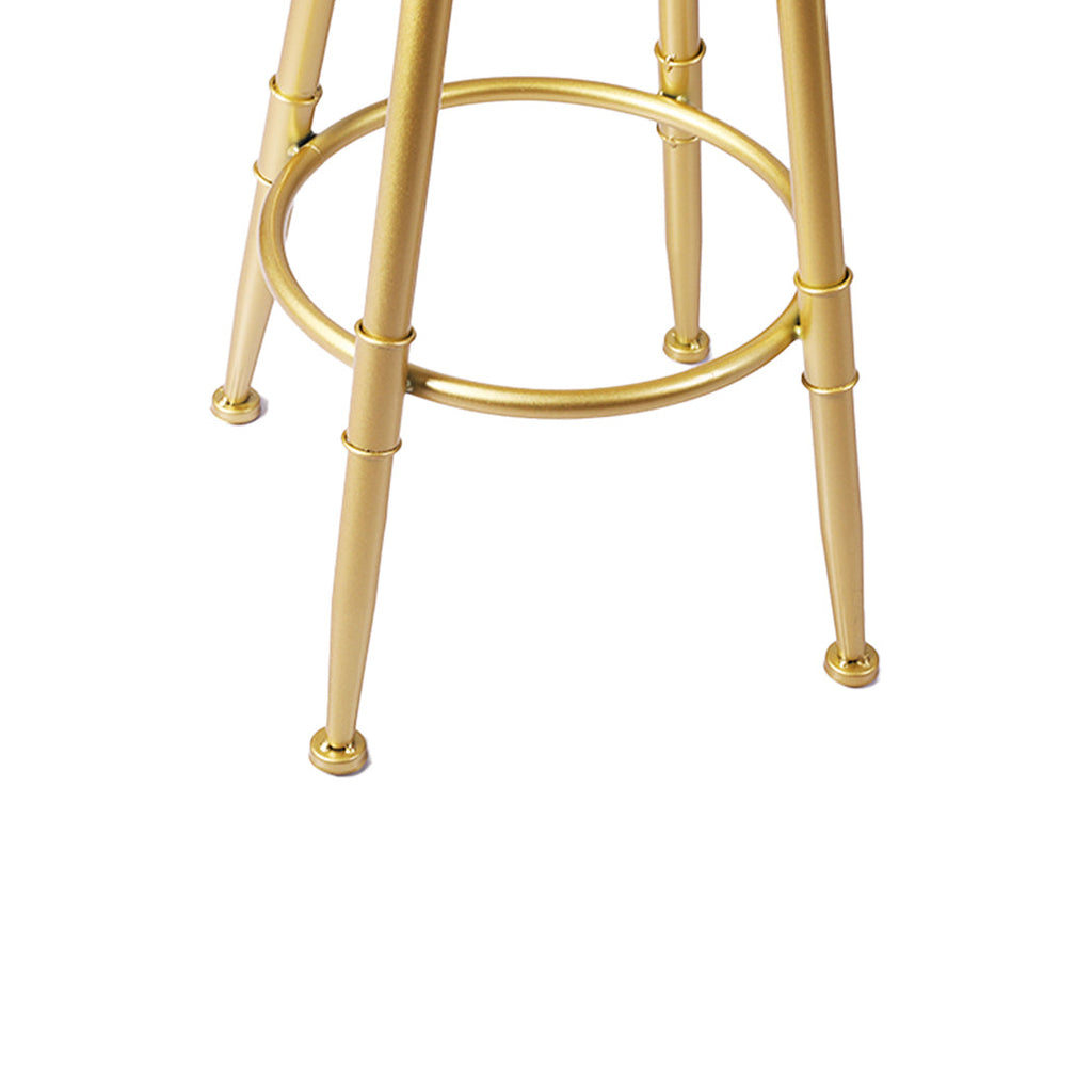Grey velvet counter bar stool featuring an adjustable golden steel base and plush backrest. — view 3
