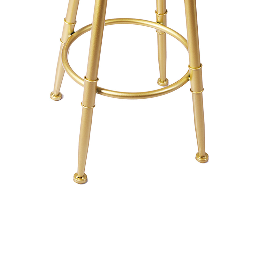 Grey velvet counter bar stool featuring an adjustable golden steel base and plush backrest. — view 3