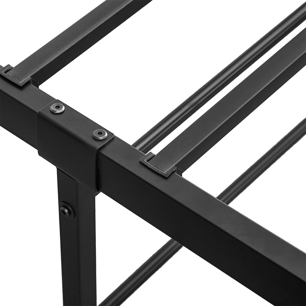 Black heavy duty steel Levede metal bed frame with elevated platform for under-bed storage — view 3