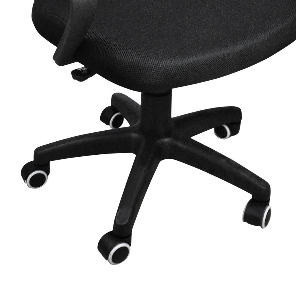 Grey and black ergonomic mesh office chair with swivel base and adjustable height features — view 3