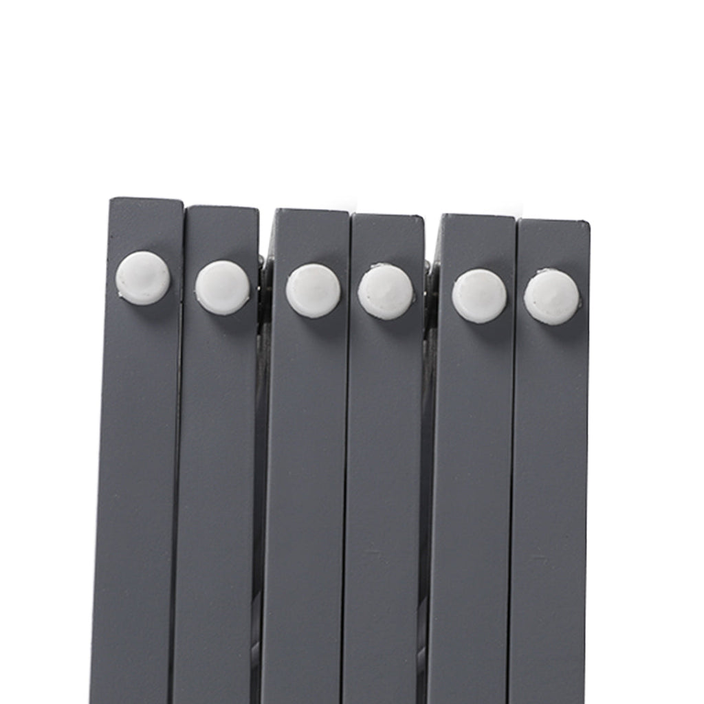 Freestanding grey wooden six panel pet gate folded open on a smooth indoor floor — view 3