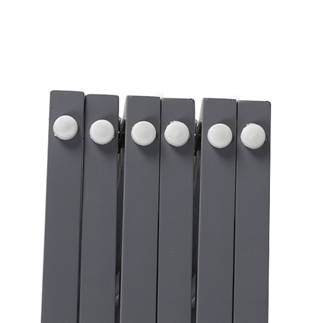 Freestanding grey wooden six panel pet gate folded open on a smooth indoor floor — view 3