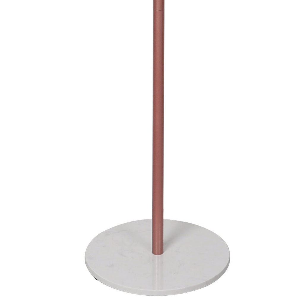 Rose gold freestanding coat rack with eight branch hooks and a faux marble base — view 3