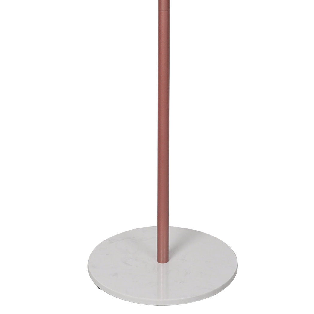 Rose gold freestanding coat rack with eight branch hooks and a faux marble base — view 3