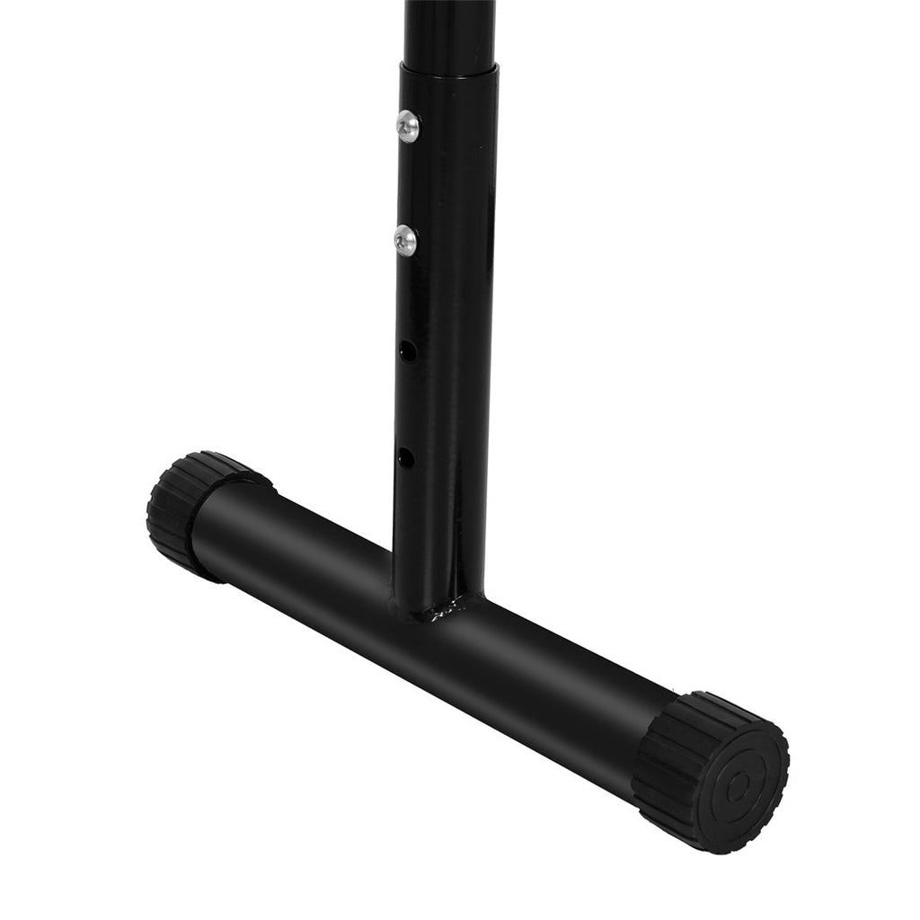 Black adjustable parallel dip bar station made of steel for home gym workouts — view 3