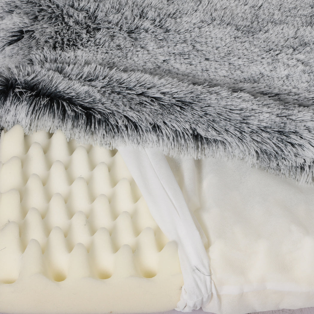 Charcoal grey XX-Large orthopaedic memory foam dog bed mat with plush surface — view 3
