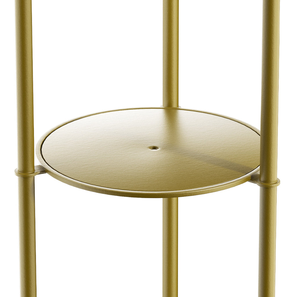 Minimalist gold steel coat rack with faux marble base and multiple hooks for entryway organization — view 4