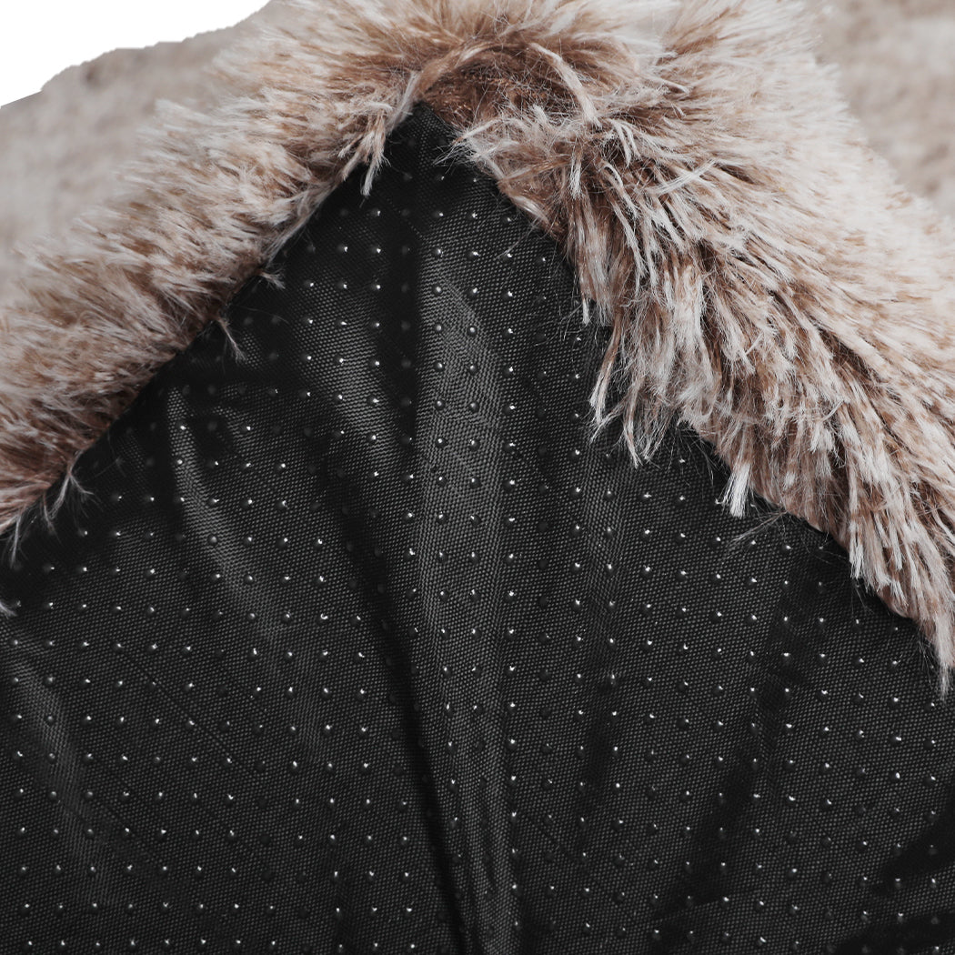 Coffee brown memory foam calming dog bed cushion with plush polyester sleep surface — view 4