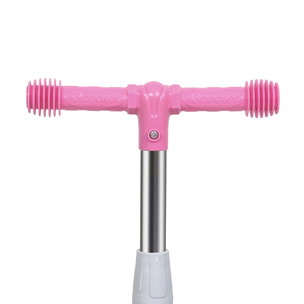 Pink Bopeep foldable kids scooter with three LED wheels and adjustable ergonomic handlebars. — view 4