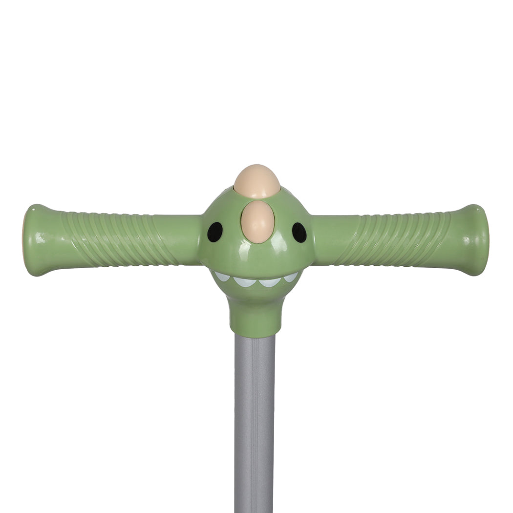 Green foldable kids scooter with three wheels, adjustable seat, and flashing LED PU tyres. — view 4