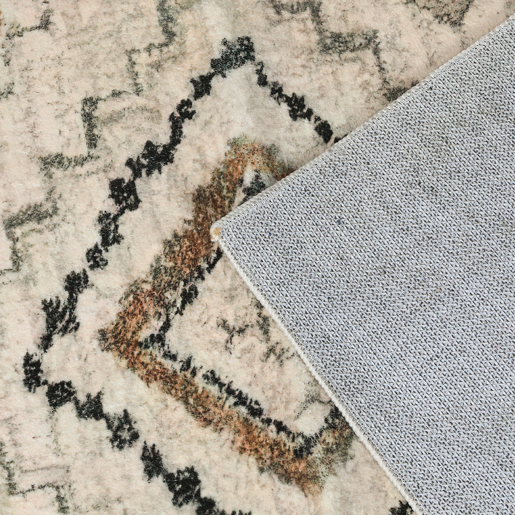 Washable hallway runner rug featuring a distressed pattern, soft velvet surface, and anti-slip TPR backing — view 4