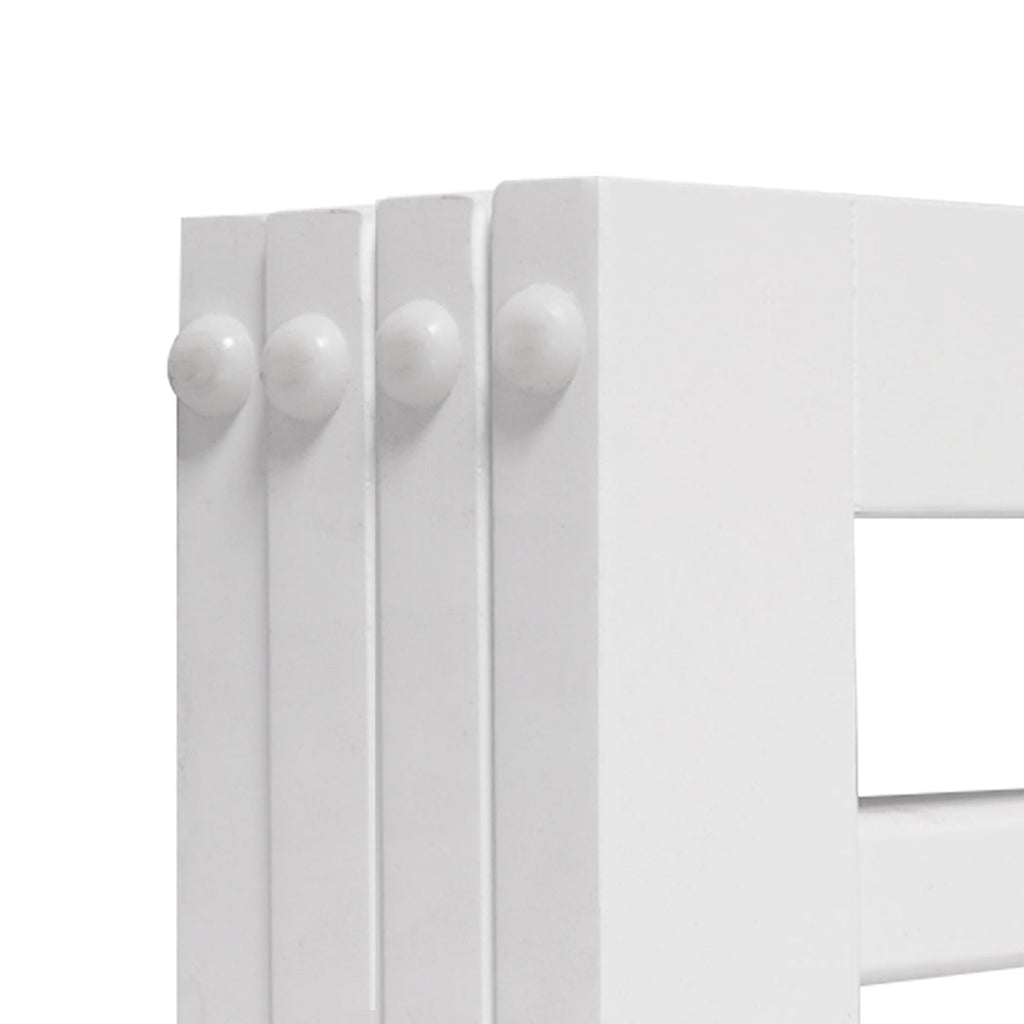 White wooden pet gate freestanding dog fence with multiple folding panels and support feet — view 4