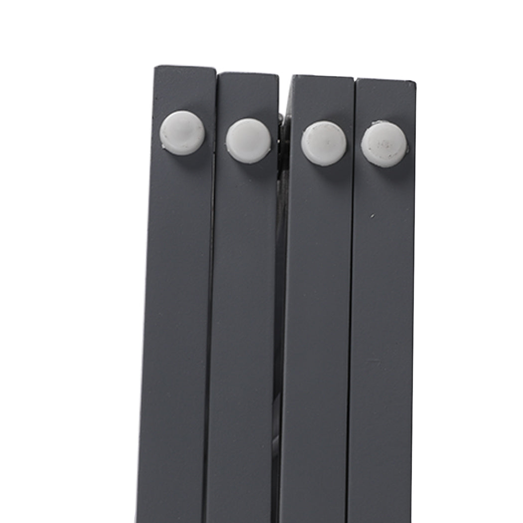 Grey wooden freestanding foldable pet gate with three panels and anti-scratch rubber feet — view 5