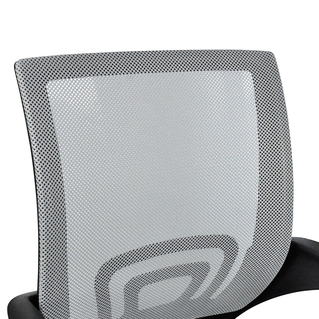 Grey and black ergonomic mesh office chair with swivel base and adjustable height features — view 5