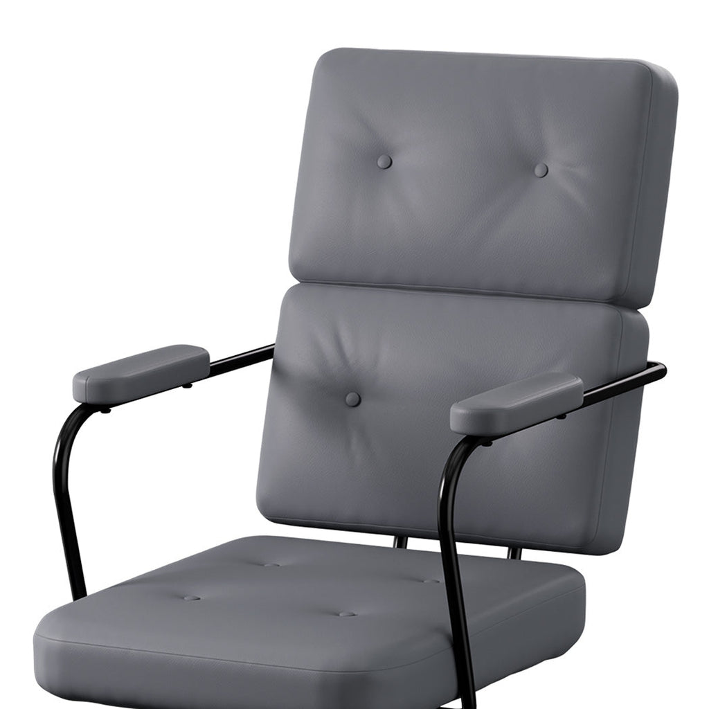 Grey ergonomic office chair in PU leather with adjustable high back and metal swivel base. — view 5