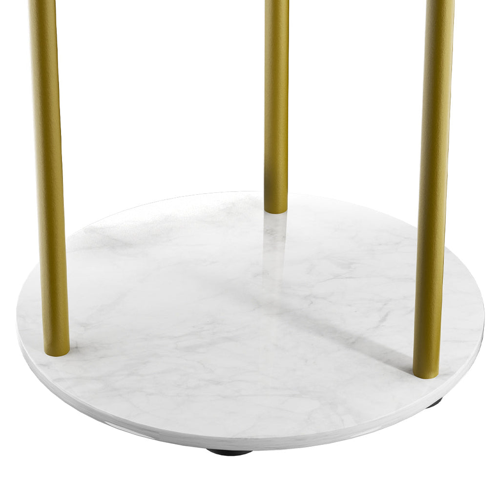 Minimalist gold steel coat rack with faux marble base and multiple hooks for entryway organization — view 5