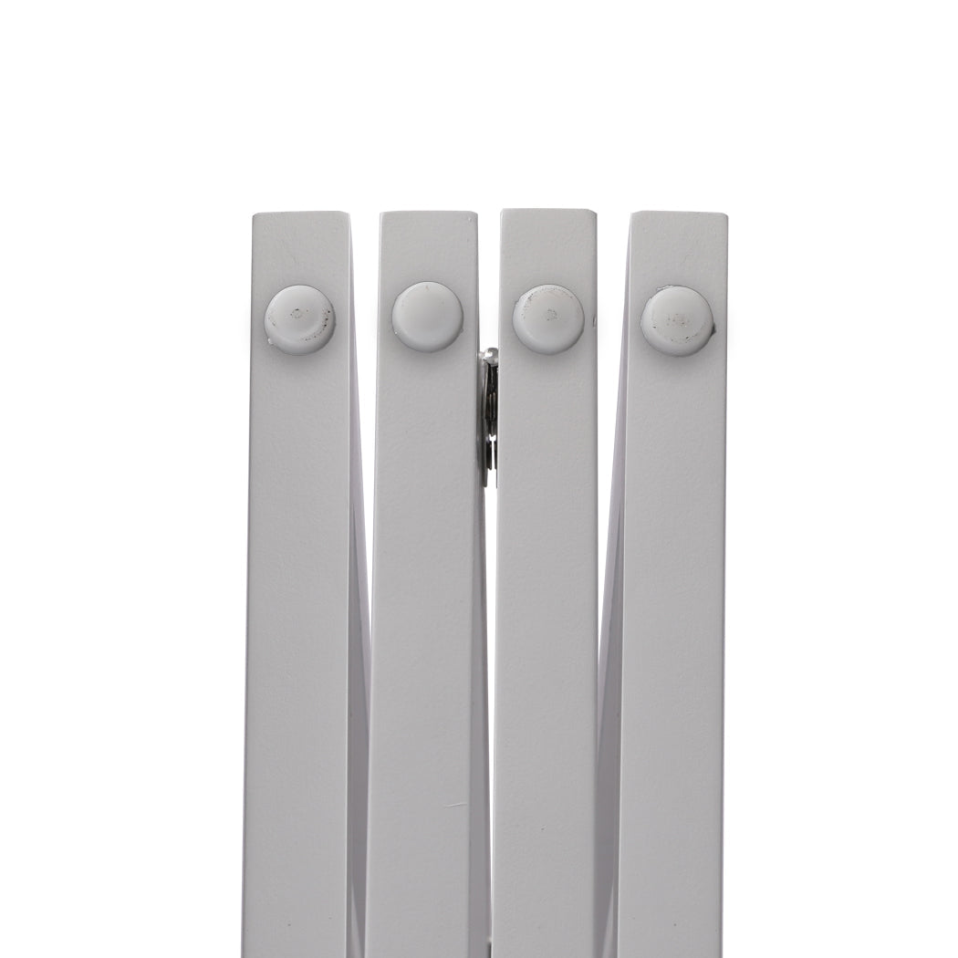 White freestanding wooden pet gate with three folding panels for indoor dog safety — view 5