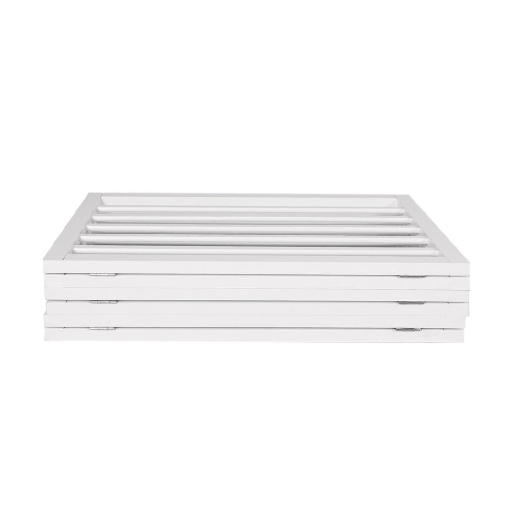 White wooden six-panel free-standing foldable pet gate fence for indoor dog and cat safety — view 5