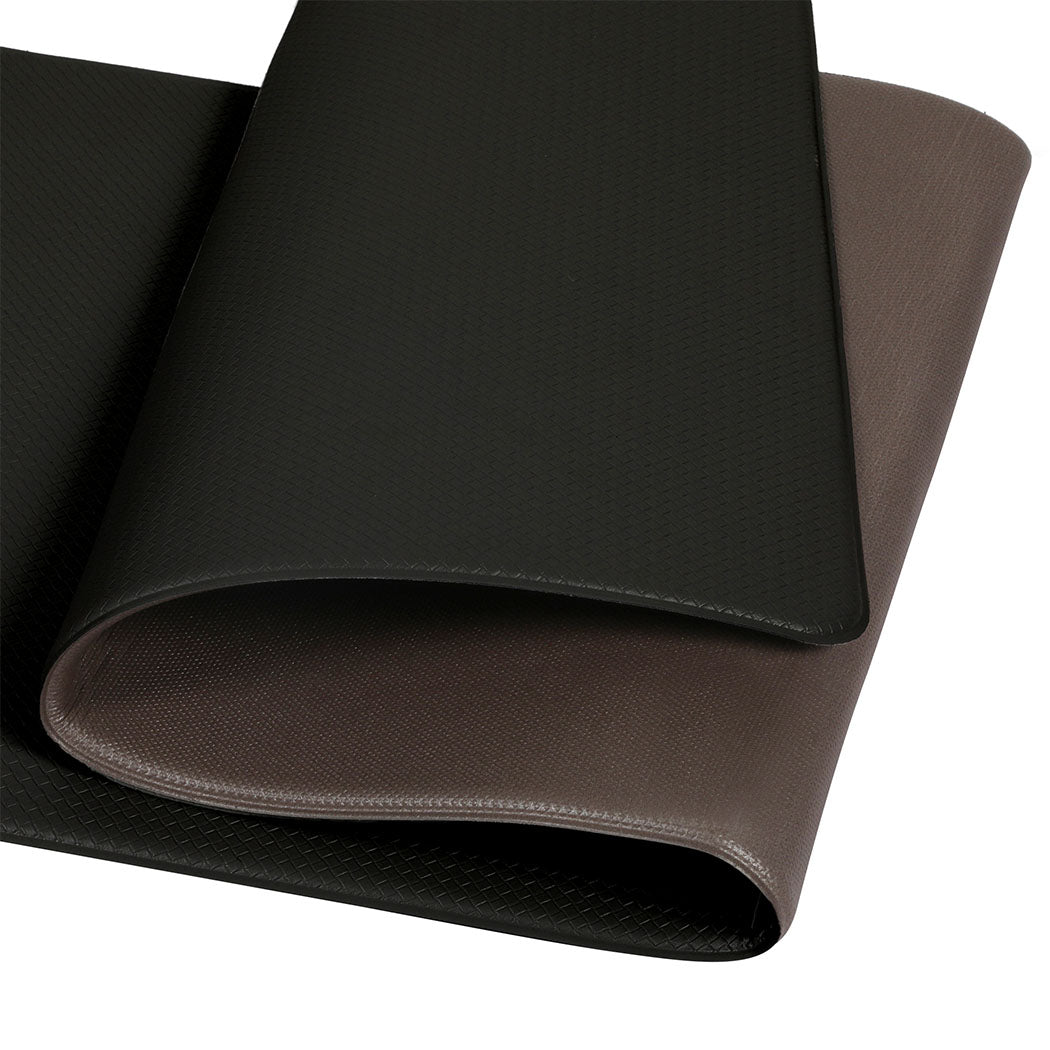 Two piece black anti fatigue kitchen mat set made of thick waterproof PU material — view 5