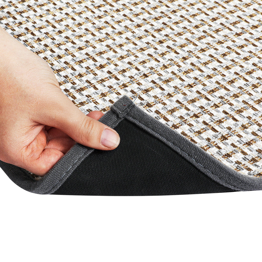 Marlow 2-piece kitchen rug set in grey, woven polyester mat with non-slip rubber backing — view 3