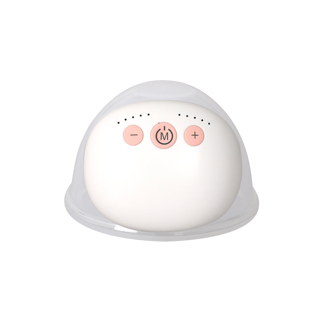 Clear and white wearable electric breast pump with silicone flange and digital motor — view 5