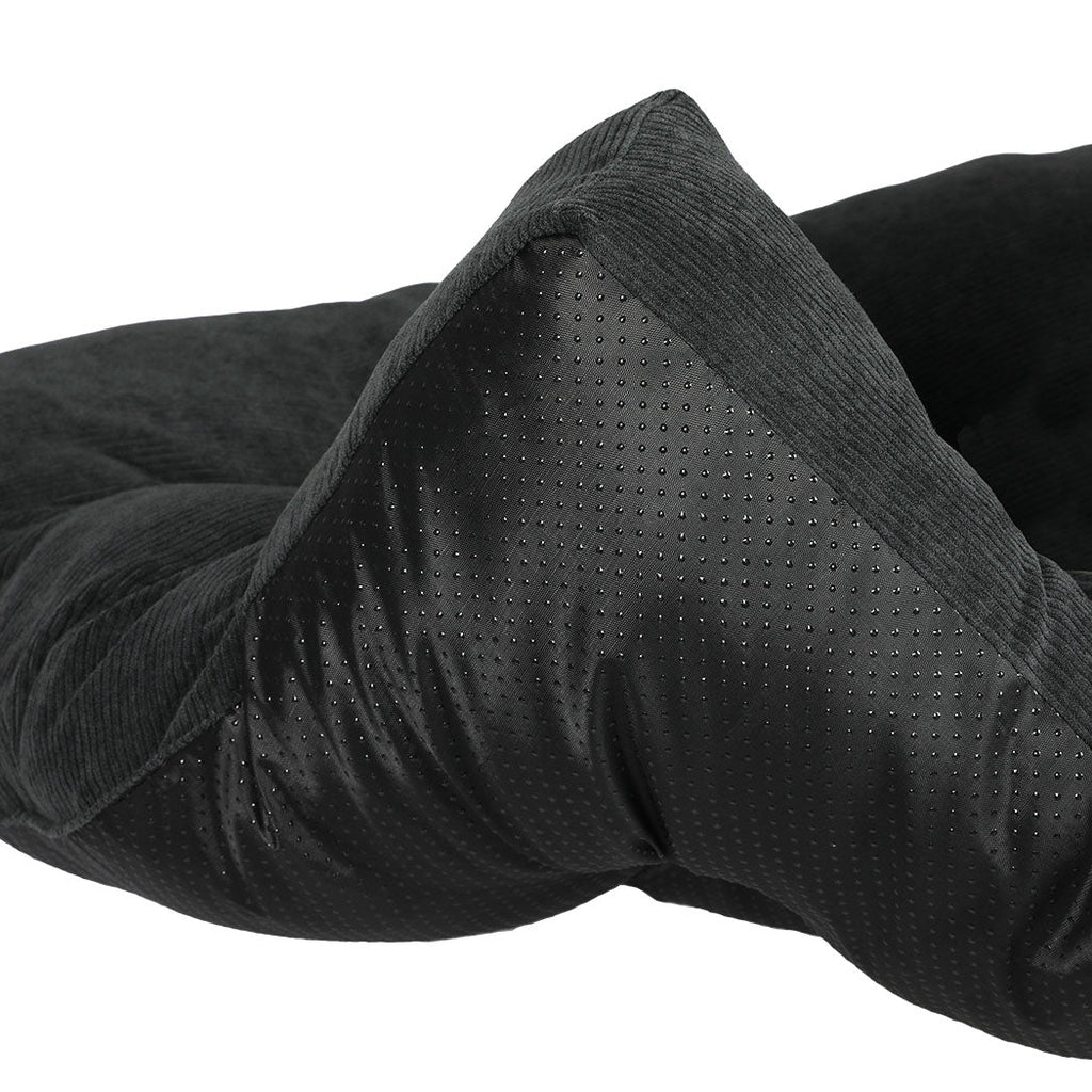 Dark grey tufted XXL calming pet cushion with plush cotton filling for dogs and cats — view 5