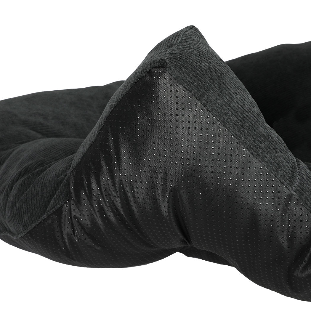 Dark grey tufted XXL calming pet cushion with plush cotton filling for dogs and cats — view 5