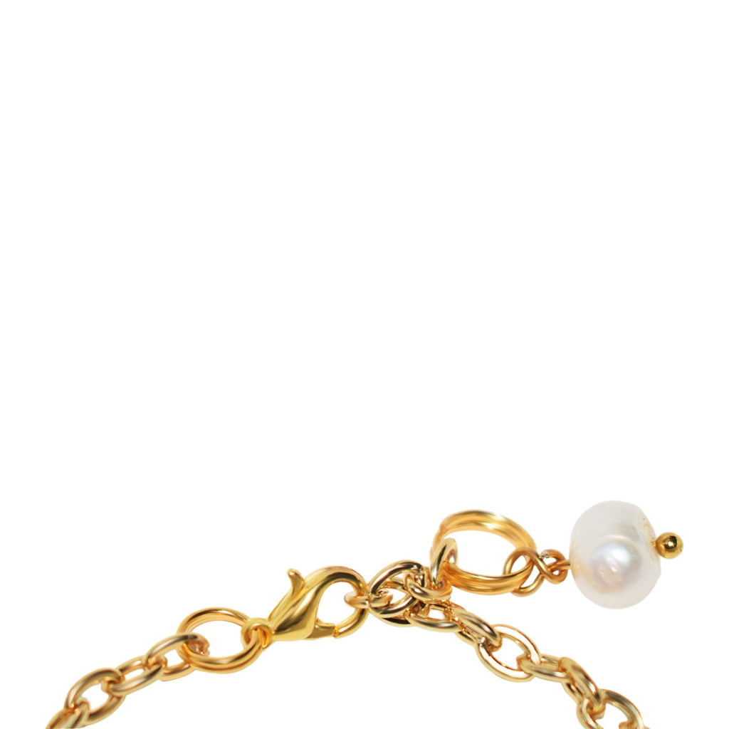 Simple coin pearl on a delicate gold plated chain adjustable bracelet and anklet jewelry piece — view 2