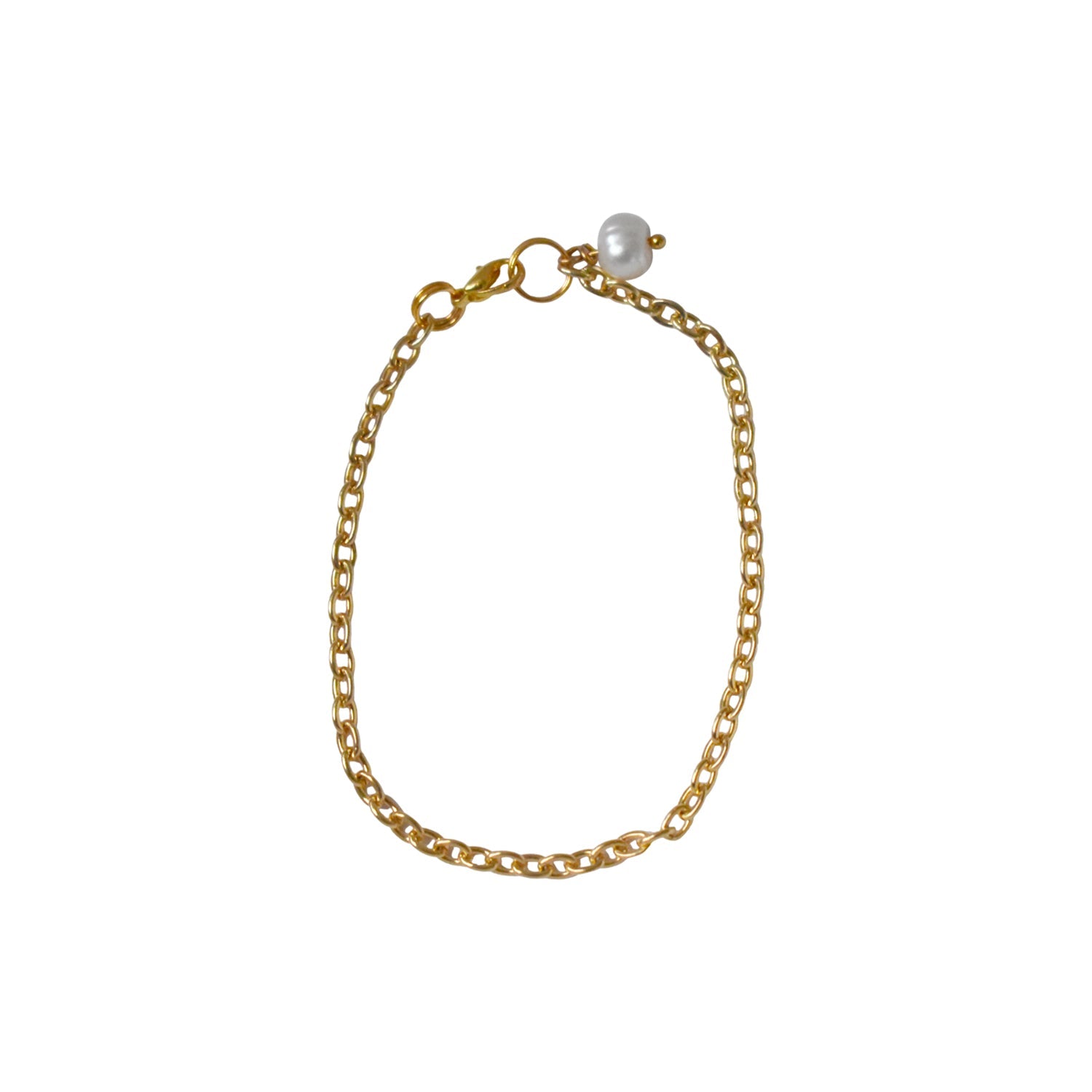 Simple coin pearl on a delicate gold plated chain adjustable bracelet and anklet jewelry piece — view 3