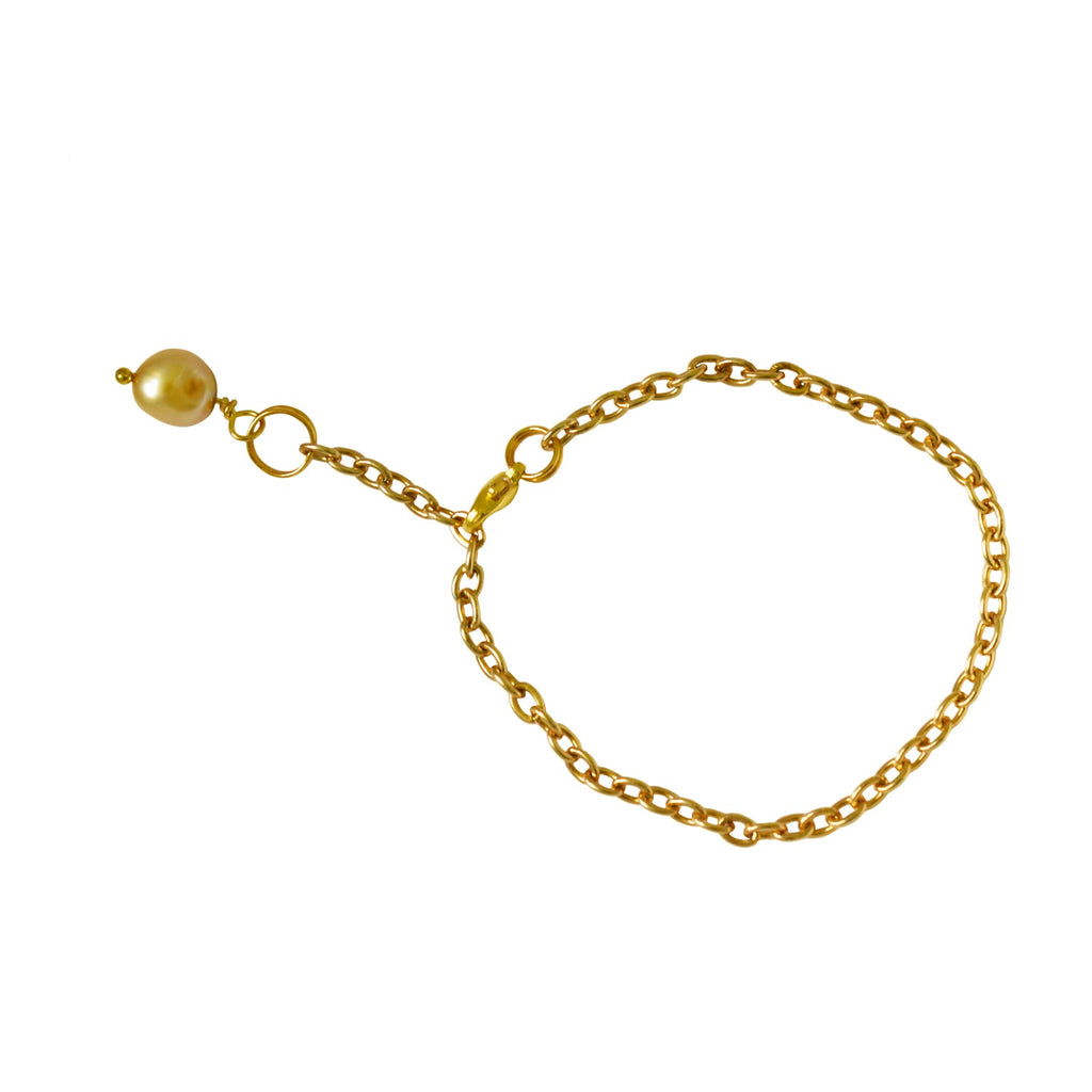 Freshwater pearl bracelet and anklet on an adjustable gold plated chain with lobster clasp — view 3
