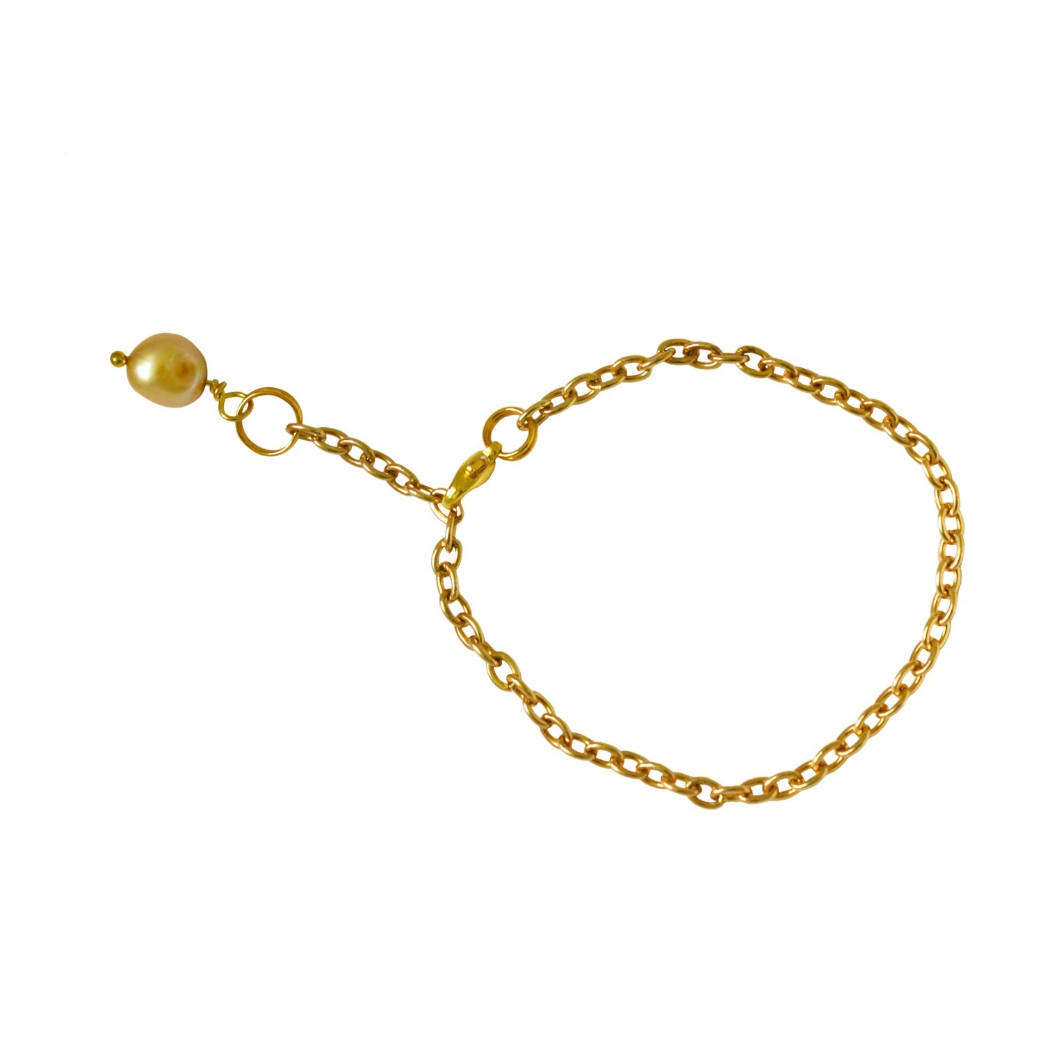 Freshwater pearl bracelet and anklet on an adjustable gold plated chain with lobster clasp — view 3