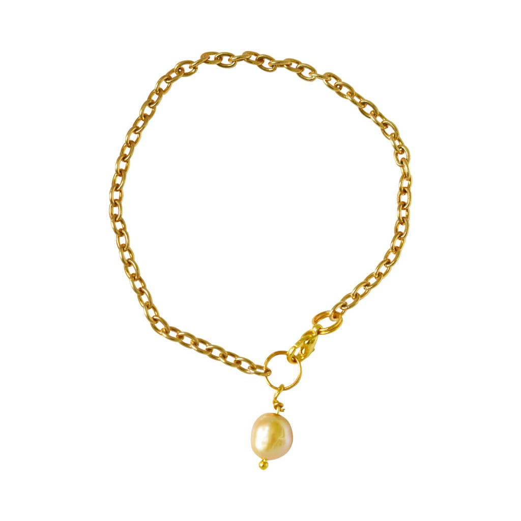 Freshwater pearl bracelet and anklet on an adjustable gold plated chain with lobster clasp — view 4