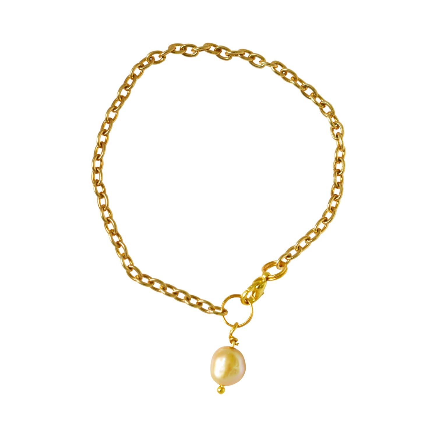 Freshwater pearl bracelet and anklet on an adjustable gold plated chain with lobster clasp — view 4